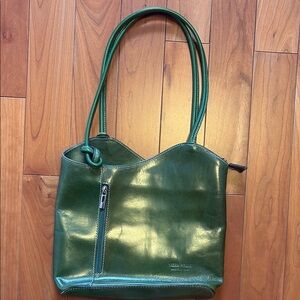 Vera Pelle Green Italian Leather Shoulder Bag